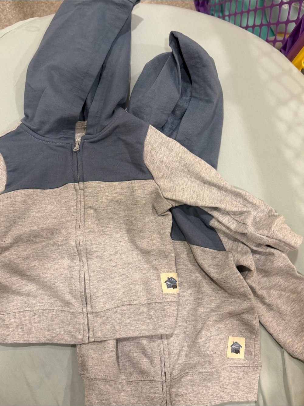 Carter's Gray and Blue Hooded Zip Sweatshirt